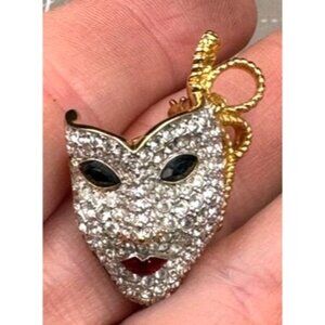 Swarovski Crystal Masquerade / Theater Mask Pin Broach